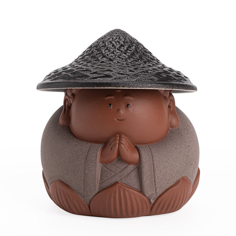 Handcrafted Dehua Coarse Stoneware Lotus Tea Strainer & Nurturable Tea Pet Set