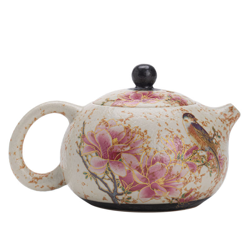 Authentic Jingdezhen Flint Red Blue & White Magnolia Xishi Teapot - 200ml Gongfu Teapot