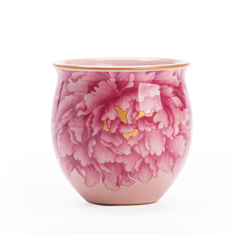Authentic Jingdezhen Pastel Ru Ware Peony Crackle Glaze Master Teacup - 80ml Gongfu Teacup