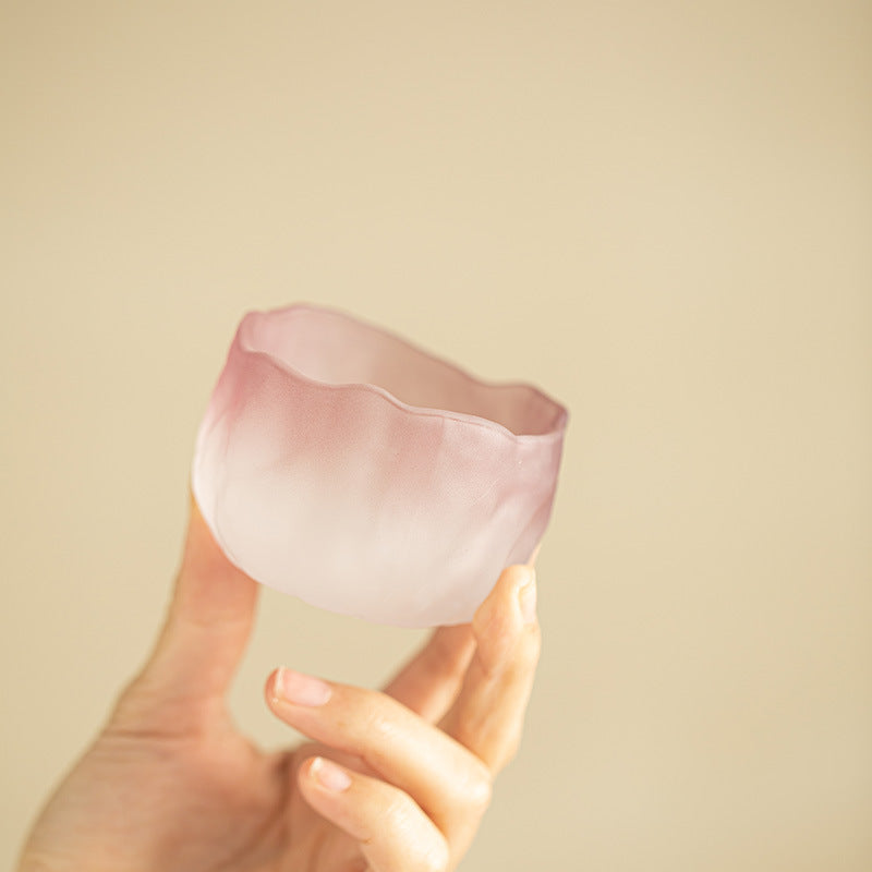 Handcrafted Frosted Amethyst Liuli Crystal Glass Master Teacup - 80ml Gongfu Teacup