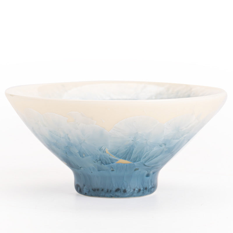 Authentic Jingdezhen Sky Blue Ice Flower Crystalline Glaze Conical Master Teacup - 75ml Gongfu Teacup