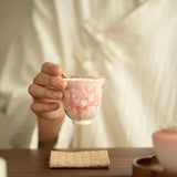 Authentic Jingdezhen Raw Mineral White Gradient Hand-Painted Peony Master Teacup - 90ml Gongfu Teacup