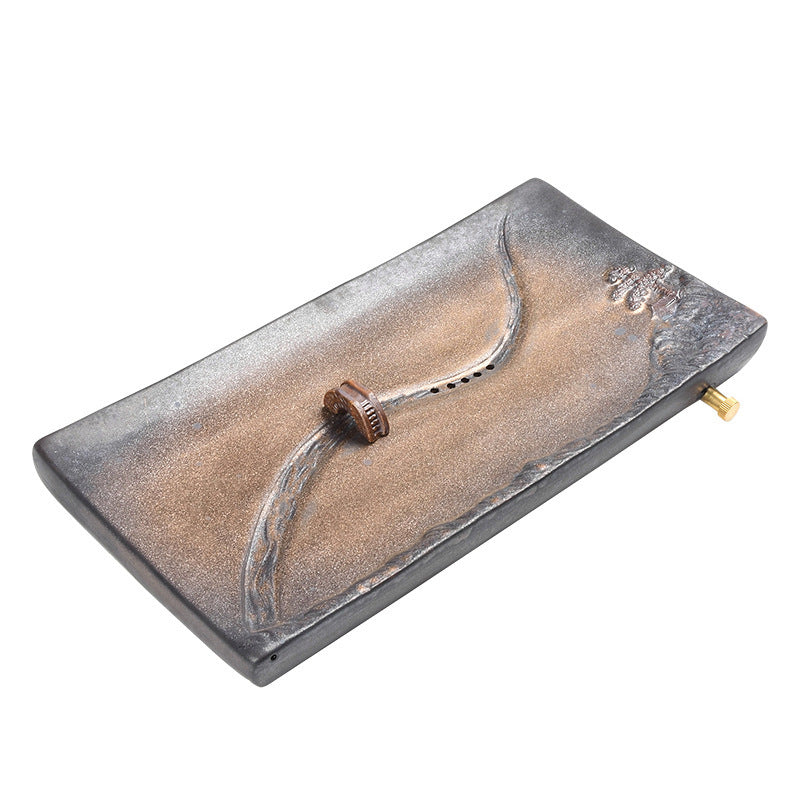 Authentic Stream Shadow Ceramic Water-Storage & Drainage Dry Tea Tray - 25cm Teaware