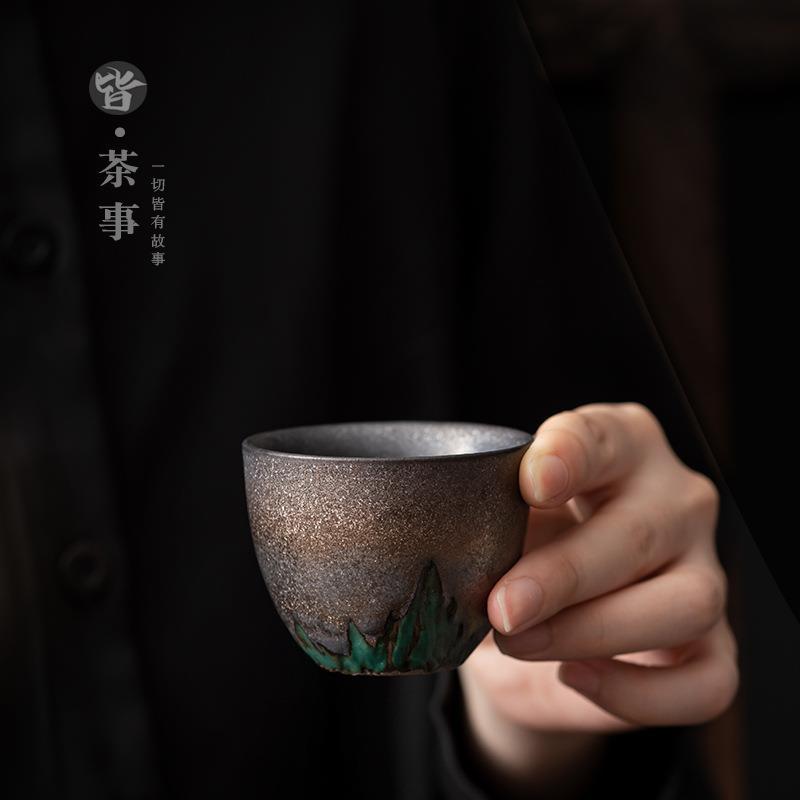 Authentic Coarse Stoneware 24K Gold-Gilded Master Tasting Cup - 80ml Gongfu Teacup