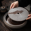 Authentic Vintage Chinese Ceramic Circular Water-Storage Dry-Brewing Tea Tray - 24cm Teaware