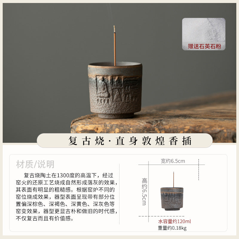 Authentic Dunhuang Coarse Stoneware Stick & Coil Censer Incense Holder - Teaware Accessories