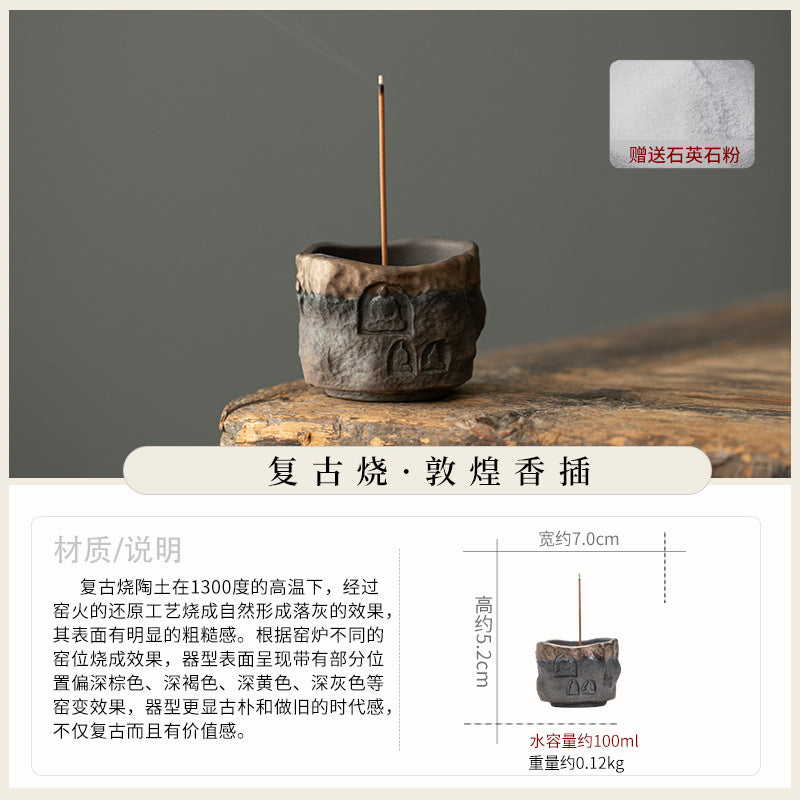 Authentic Dunhuang Coarse Stoneware Stick & Coil Censer Incense Holder - Teaware Accessories