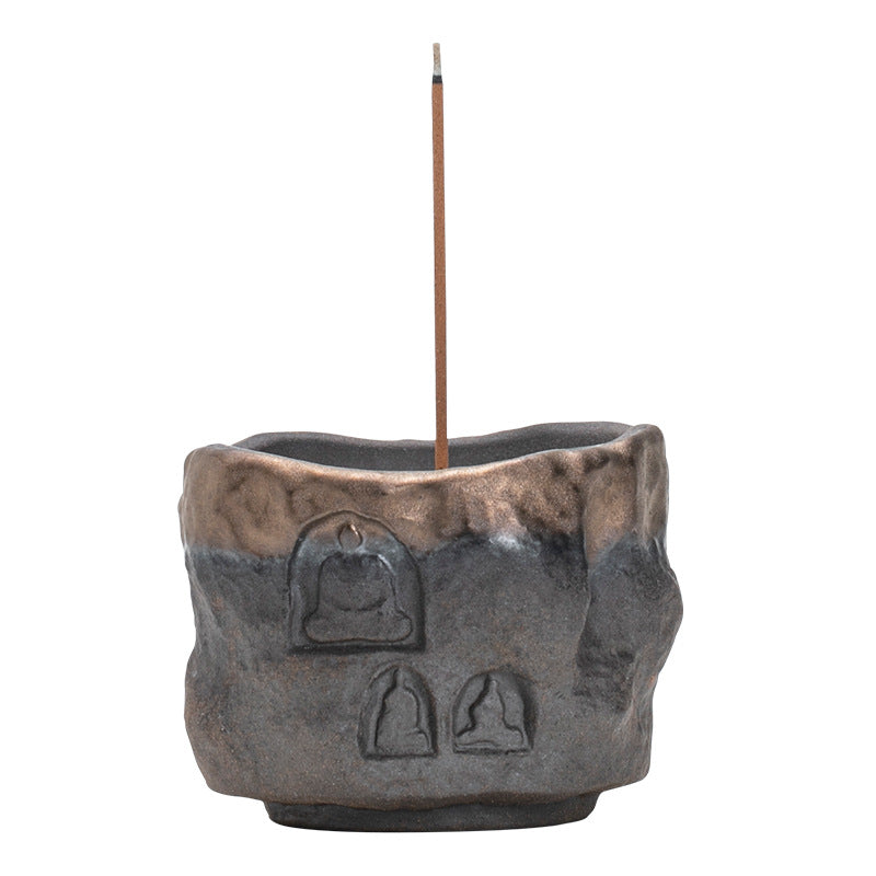 Authentic Dunhuang Coarse Stoneware Stick & Coil Censer Incense Holder - Teaware Accessories