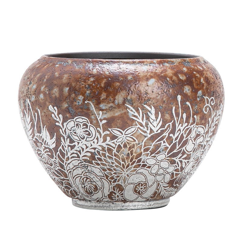 Authentic Old Rock Clay Silver-Gilt Covered Jianshui Tea Waste Basin - 850ml Teaware