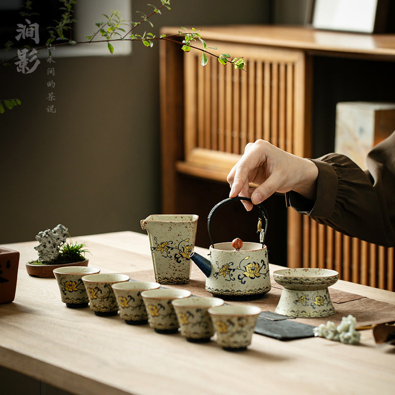 Authentic Coarse Stoneware Integrated Ceramic Tea Strainer & Filter Stand - 2pc Teaware