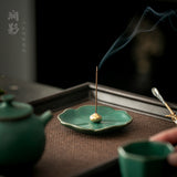 Authentic Zen Water-Drop Ceramic Stick Incense Holder & Ash Saucer - Teaware Accessories
