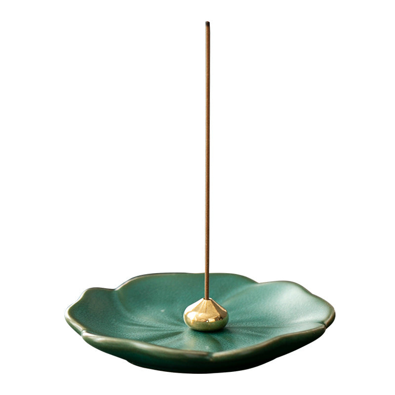 Authentic Zen Water-Drop Ceramic Stick Incense Holder & Ash Saucer - Teaware Accessories