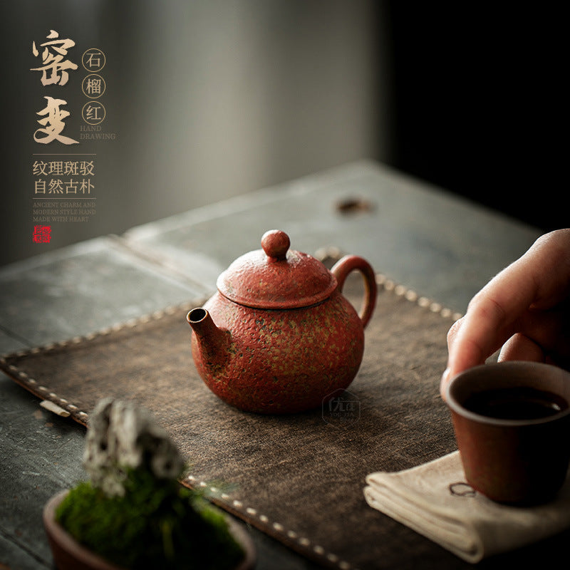 Authentic Old Rock Clay Kiln-Change Yaobian Ceramic Teapot - 185ml Fast-Pour Gongfu Pot