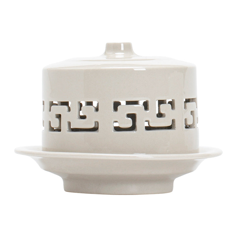 Authentic Plant-Ash Glaze Antique Ceramic Coil Censer Incense Burner - 12cm Teaware Accessories