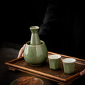 Authentic Ceramic Wine Warmer Flask & Cups Set - Complete Chinese Liquor Serving Suite