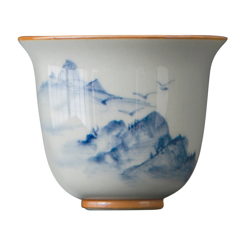 Authentic Hand-Painted Blue & White Porcelain Master Tasting Cup - 75ml Gongfu Teacup