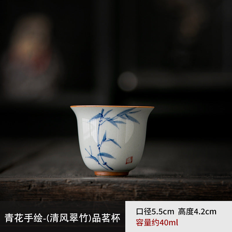 Authentic Hand-Painted Blue & White Porcelain Master Tasting Cup - 75ml Gongfu Teacup