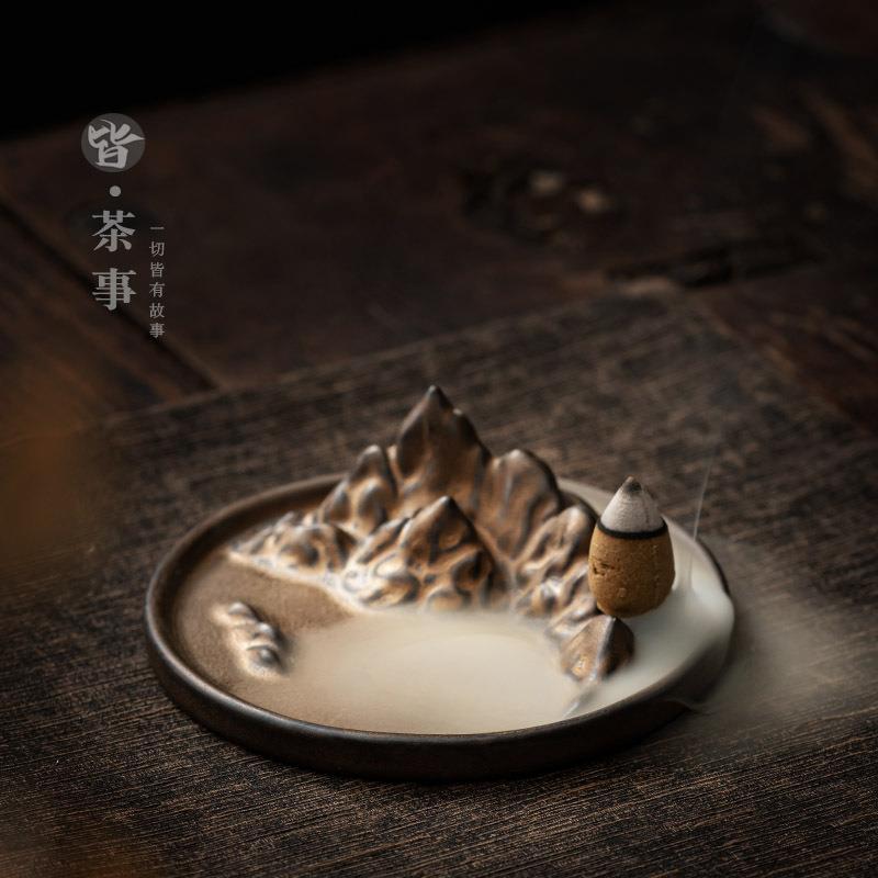 Authentic 24K Gold Mountain Backflow & Stick Incense Burner Altar - Teaware Accessories