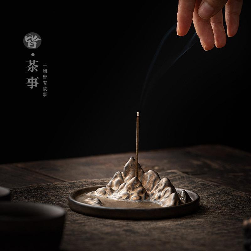 Authentic 24K Gold Mountain Backflow & Stick Incense Burner Altar - Teaware Accessories