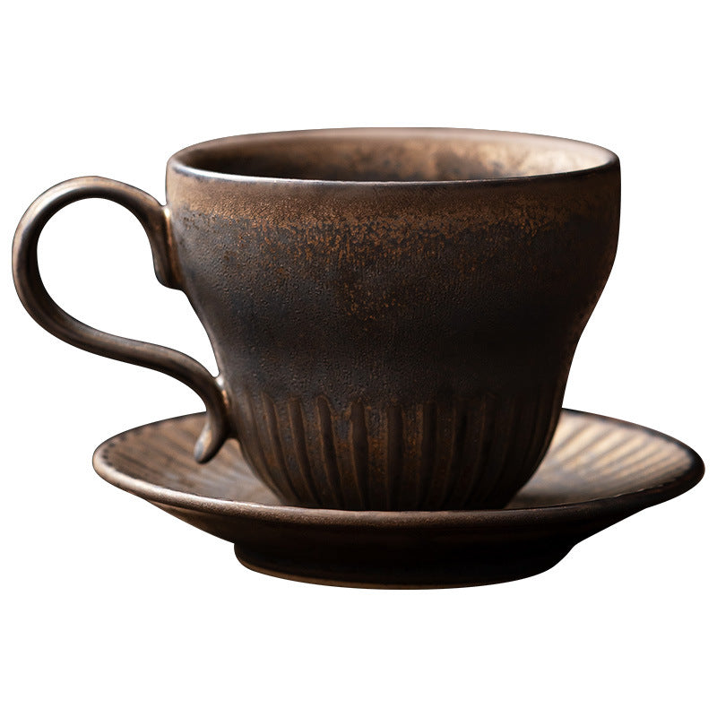 Authentic Coarse Stoneware 24K Gold-Gilded Ceramic Coffee & Tea Mug - 320ml Breakfast Cup