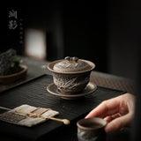 Authentic Coarse Stoneware Large San Cai Gaiwan Steeper - 190ml Vintage Tea Bowl