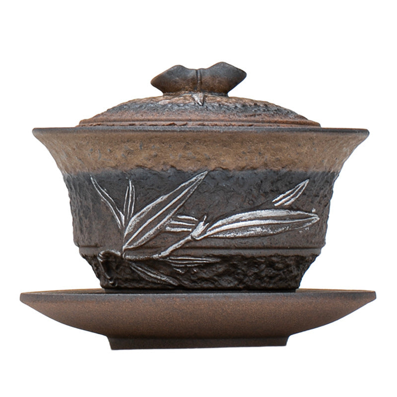 Authentic Coarse Stoneware Large San Cai Gaiwan Steeper - 190ml Vintage Tea Bowl