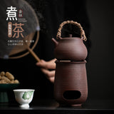 Authentic Ceramic Alcohol Stove & Side-Handle Tea Boiling Set - Complete Outdoor Hearth Suite