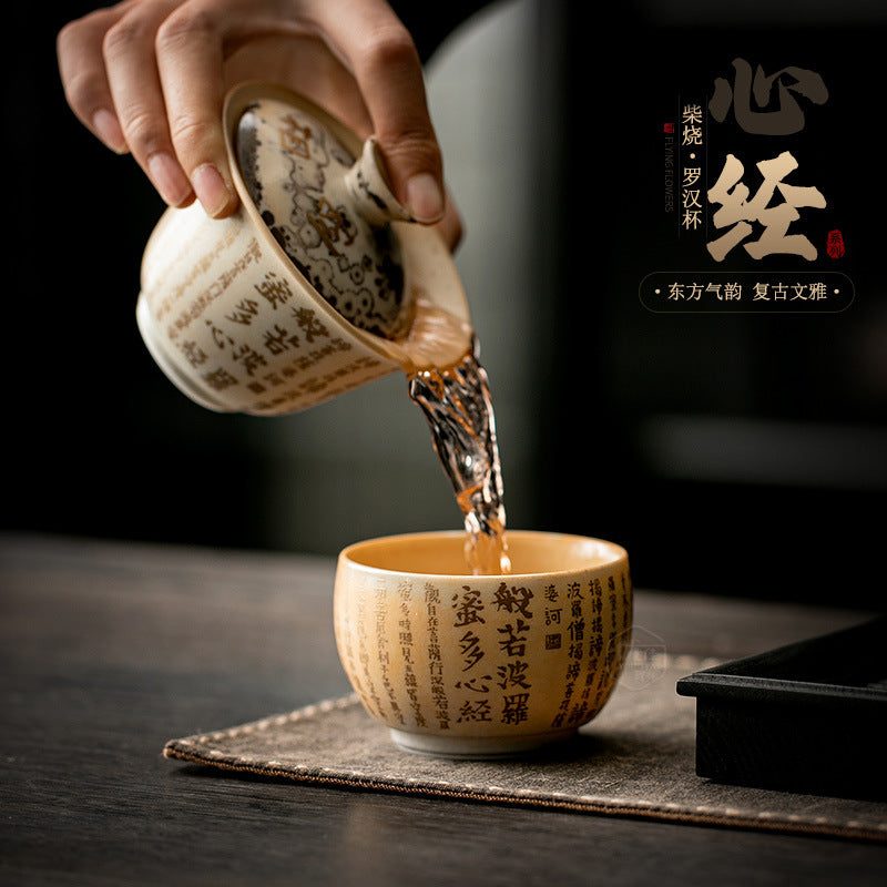 Authentic Shangyan Heart Sutra Large Luohan Ceramic Master Teacup - 110ml Gongfu Cup
