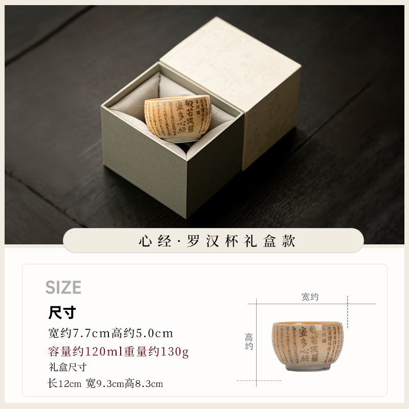 Authentic Shangyan Heart Sutra Large Luohan Ceramic Master Teacup - 110ml Gongfu Cup