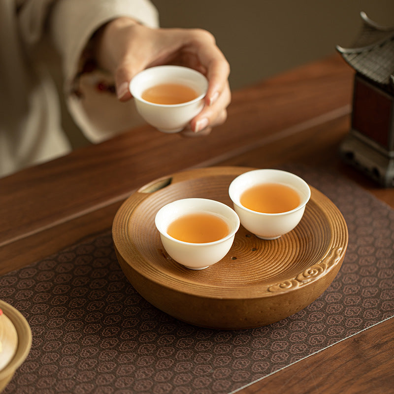 Antique Inkstone Form Coarse Stoneware Water Storage Teaware Tray