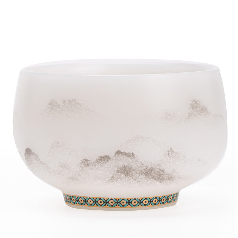 Authentic Ice-Glazed Biscuit Cloud Mist Mountain Meditation Ceramic Teacup - 85ml Master Cup