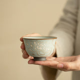 Authentic Ru Ware Celadon Lotus Pond Flared-Rim Master Teacup - 85ml Gongfu Teacup