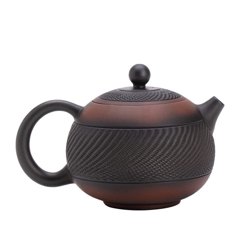 Authentic Jianshui Purple Pottery Hand-Thrown Chatter-Pattern Xishi Teapot - 175ml Gongfu Teapot