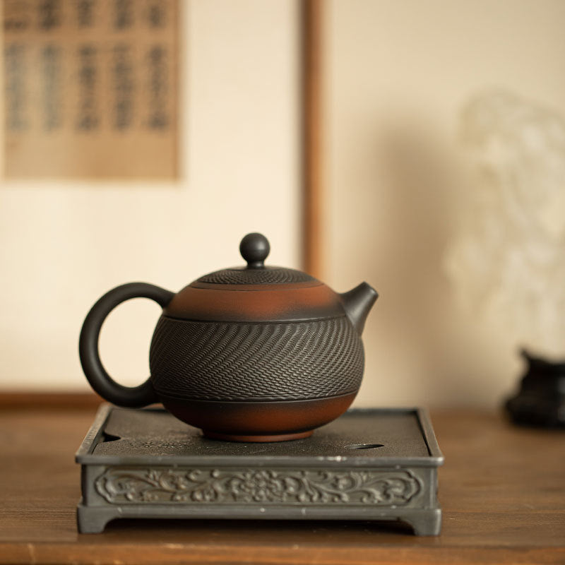 Authentic Jianshui Purple Pottery Hand-Thrown Chatter-Pattern Xishi Teapot - 175ml Gongfu Teapot