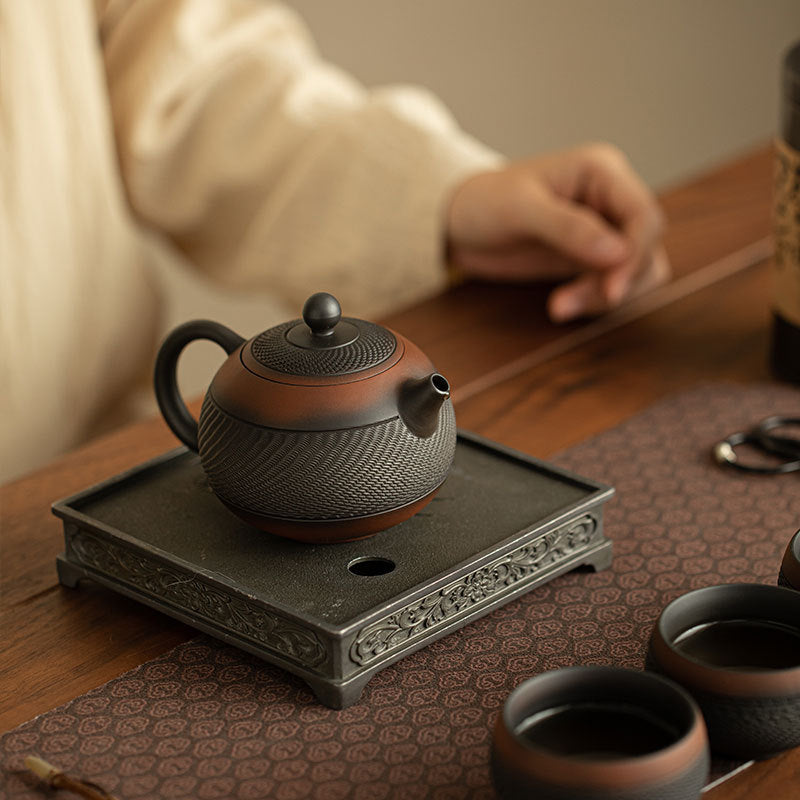 Authentic Jianshui Purple Pottery Hand-Thrown Chatter-Pattern Xishi Teapot - 175ml Gongfu Teapot