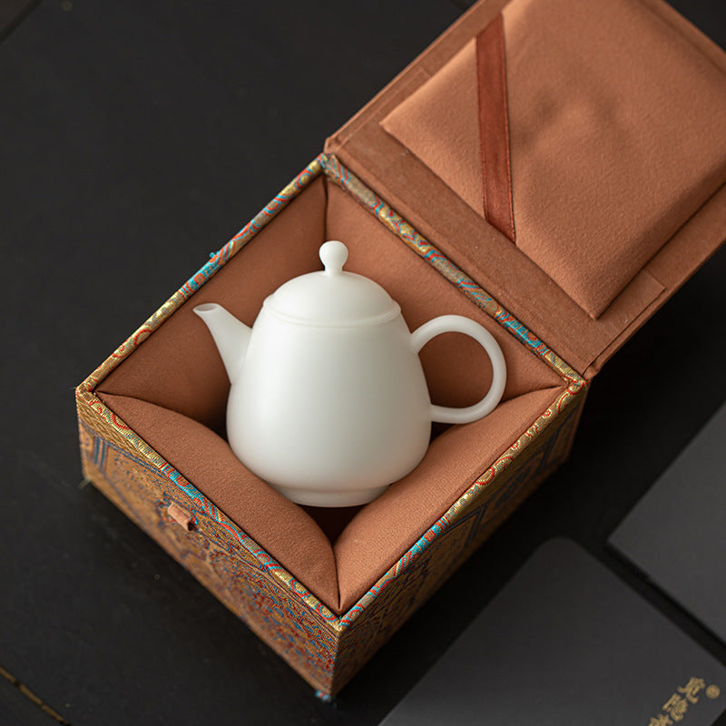 Master-Grade Dehua Mutton-Fat Jade Porcelain Beauty Teapot - 180ml Translucent Gongfu Teapot
