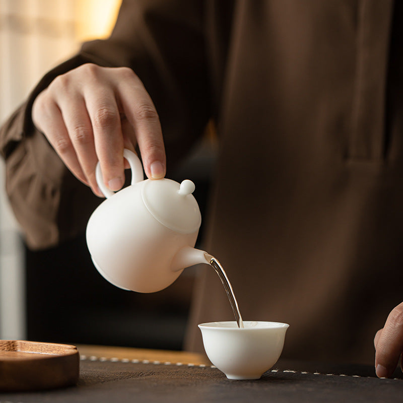 Master-Grade Dehua Mutton-Fat Jade Porcelain Beauty Teapot - 180ml Translucent Gongfu Teapot