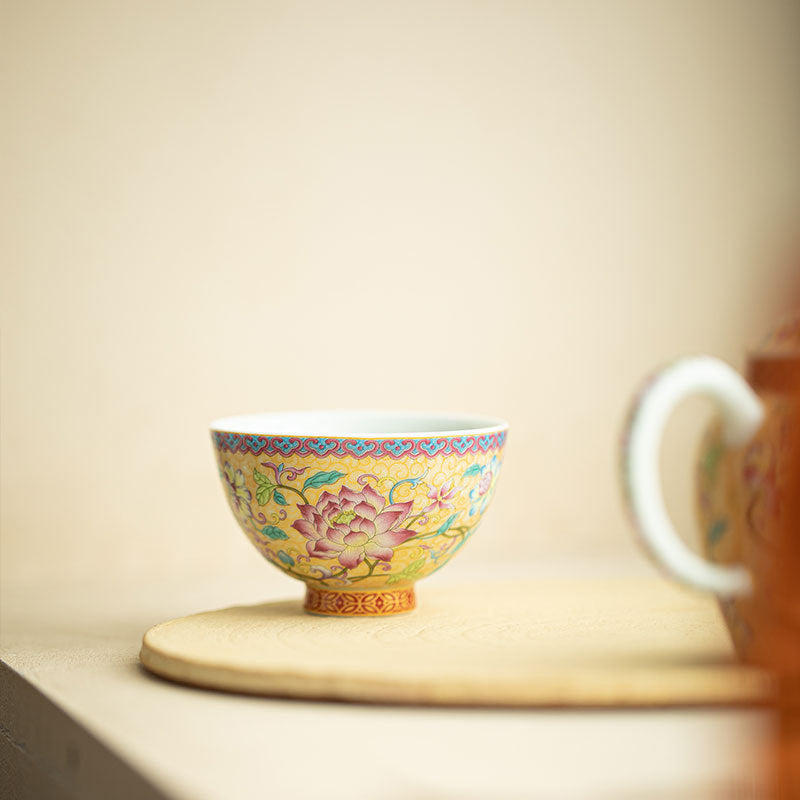 Authentic Jingdezhen Enamel Antique Palace Style Meditation Ceramic Teacup - 85ml Master Cup