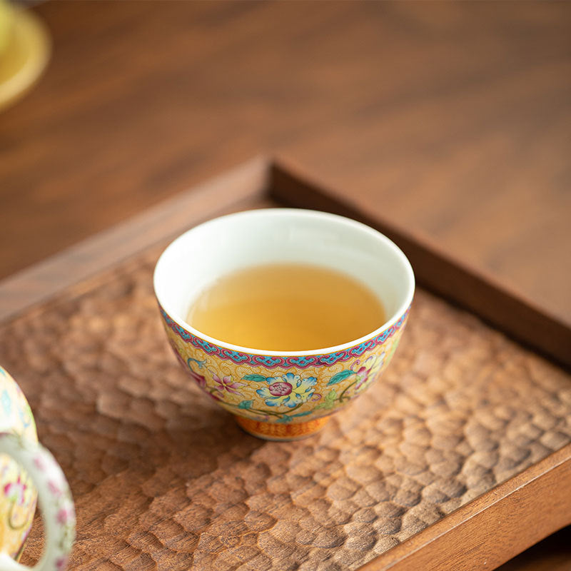 Authentic Jingdezhen Enamel Antique Palace Style Meditation Ceramic Teacup - 85ml Master Cup