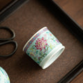 Authentic Jingdezhen Antique Enamel Lotus Bloom Ceramic Master Teacup - 80ml Gongfu Tasting Cup