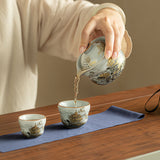 Authentic Song-Style Ru Ware Celadon Gourd Portable Travel Tea Set - Luxury Camping Gift Box