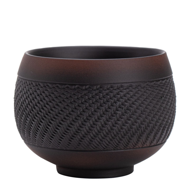 Authentic Raw Mineral Purple Pottery Chatter-Pattern San Cai Gaiwan - 170ml Anti-Scald Tea Bowl