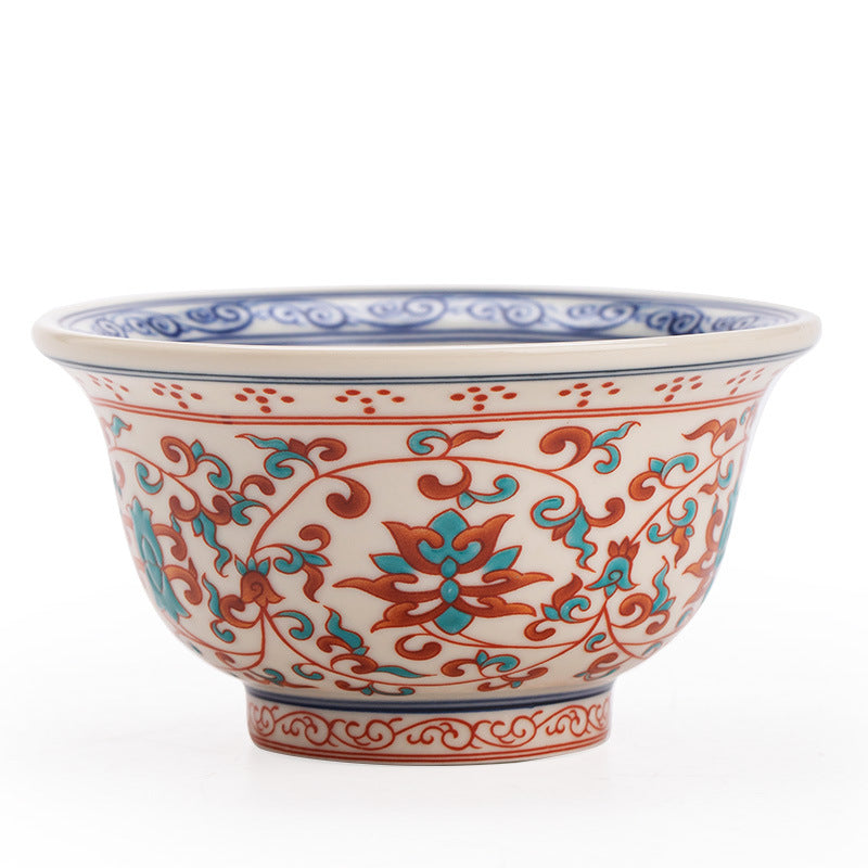 Authentic Jingdezhen Hand-Painted Antique Fencai Interlocking Lotus Yashou Master Teacup - 90ml Gongfu Teacup