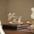 Authentic Jingdezhen Hand-Painted Fencai Interlocking Lotus Hovering Sancai Gaiwan Tea Bowl - 160ml
