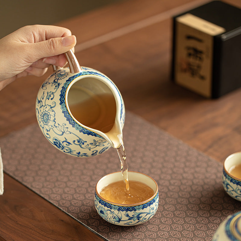 Authentic Jingdezhen Ru Ware Blue & White Crackle Glass-Smooth Tea Fairness Pitcher - 200ml