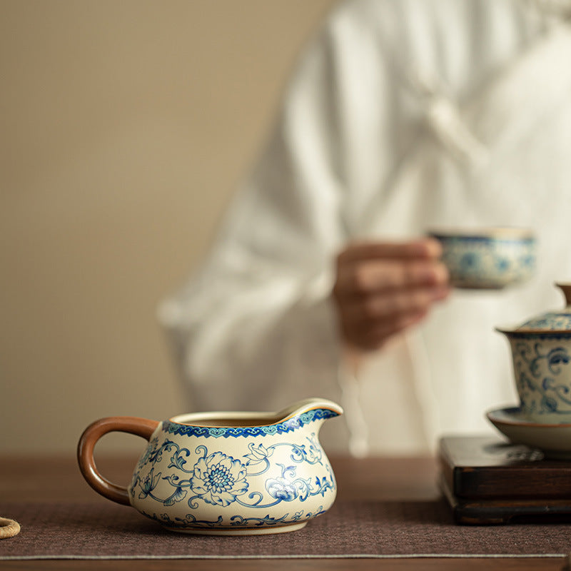 Authentic Jingdezhen Ru Ware Blue & White Crackle Glass-Smooth Tea Fairness Pitcher - 200ml