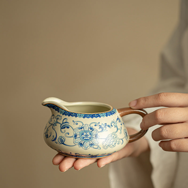 Authentic Jingdezhen Ru Ware Blue & White Crackle Glass-Smooth Tea Fairness Pitcher - 200ml
