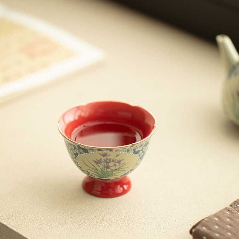 Authentic Jingdezhen Palace Wall Red & Blue-and-White Plum Blossom Master Teacup - 85ml Gongfu Teacup