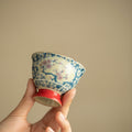 Authentic Jingdezhen Palace Wall Red & Blue-and-White Plum Blossom Master Teacup - 85ml Gongfu Teacup