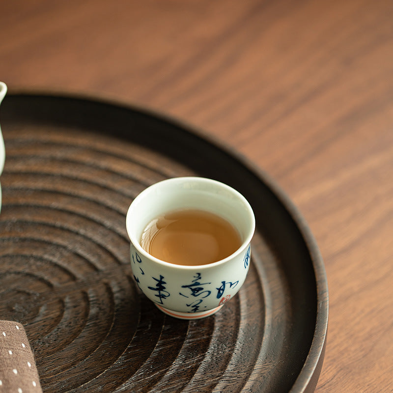 Authentic Jingdezhen Zen Handwritten Calligraphy Waisted Master Teacup - 85ml Gongfu Teacup